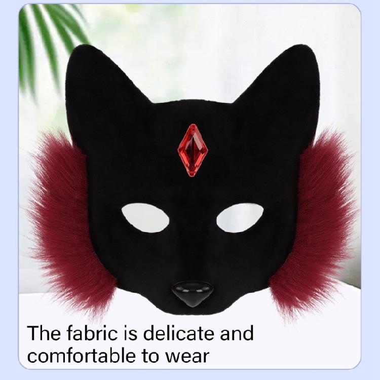 Faux Furs Wolf Foxes Mask Plush Cats Half Face Mask Foxes Cats Wolf Cosplay Costume for Masquerades Halloween Christmas