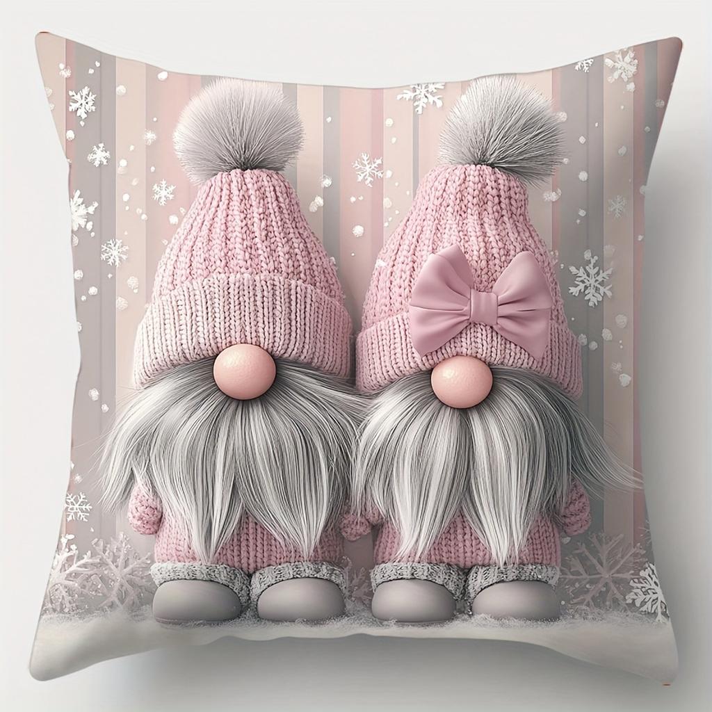 Pink Christmas Decoration With Soft And Comfortable Printed Pillowcases For Bedrooms, Sofas, Windowsills, Car Decorations, Cushi