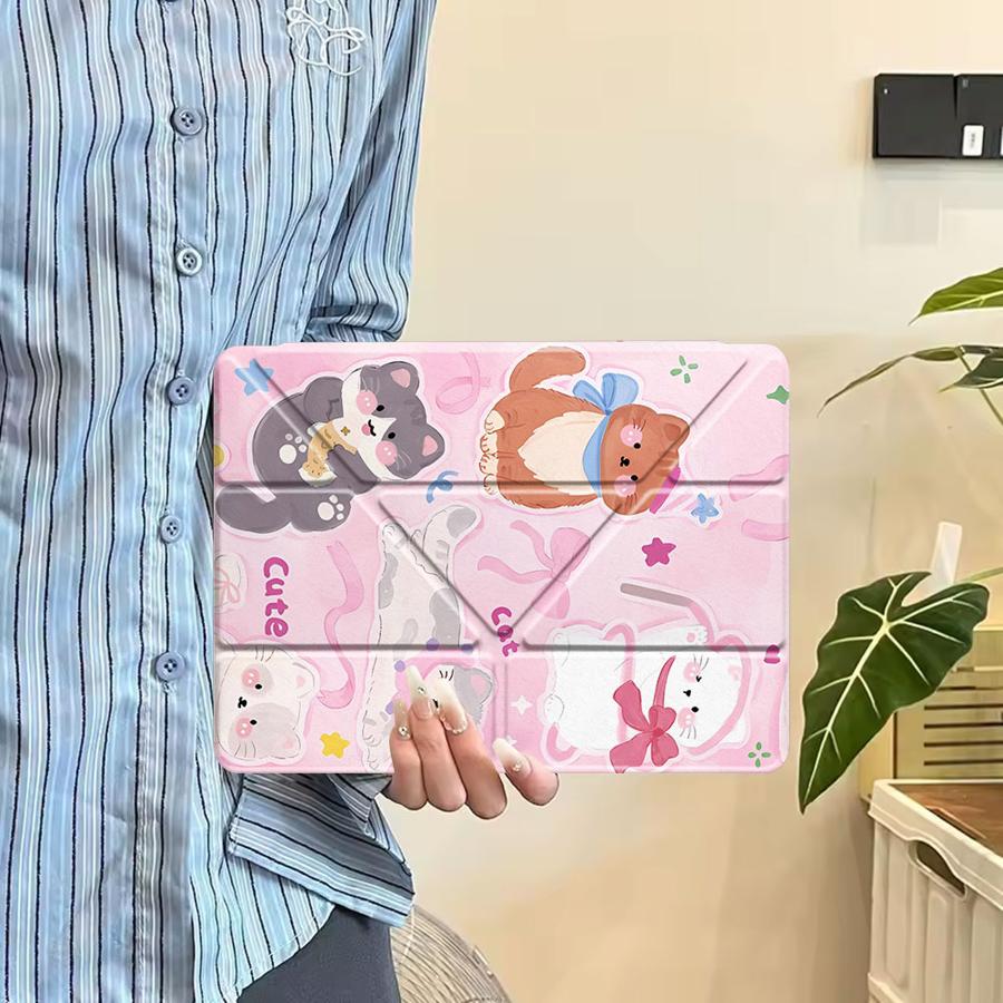 Tablet Case For iPad Air 4 5 M3 M2 1 2 M4 11inch Pro 2025 Pro 11th 10th 9th 8th 7th 12.9inch Mini 6 7 Holder Cover Three Cats