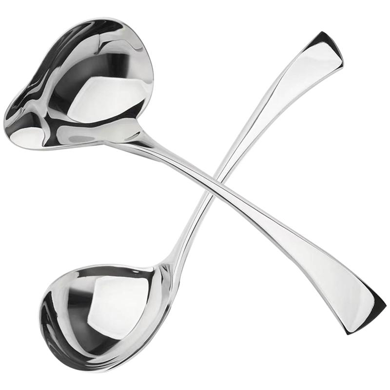 M-Modern-2Pcs Small Gravy Ladle, Sauce Ladle, Sauce Ladle With Pouring Spout, Stainless Steel Mini Ladle, Dishwasher Safe Silver серебряный