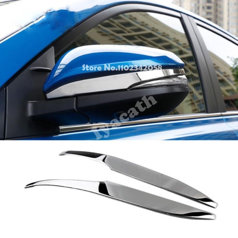For Toyota RAV4 RAV 4 2014 -2018 ABS black carbon Rearview Mirror Visor Rain Eyebrow Rear View Protector Cap Anti-rubbing strip