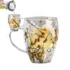 Vielfältige Trockenblumen-Tasse mit Henkel Doppelwandige Kaffeetasse Klare Glasbecher für Heiße und Kalte Getränke