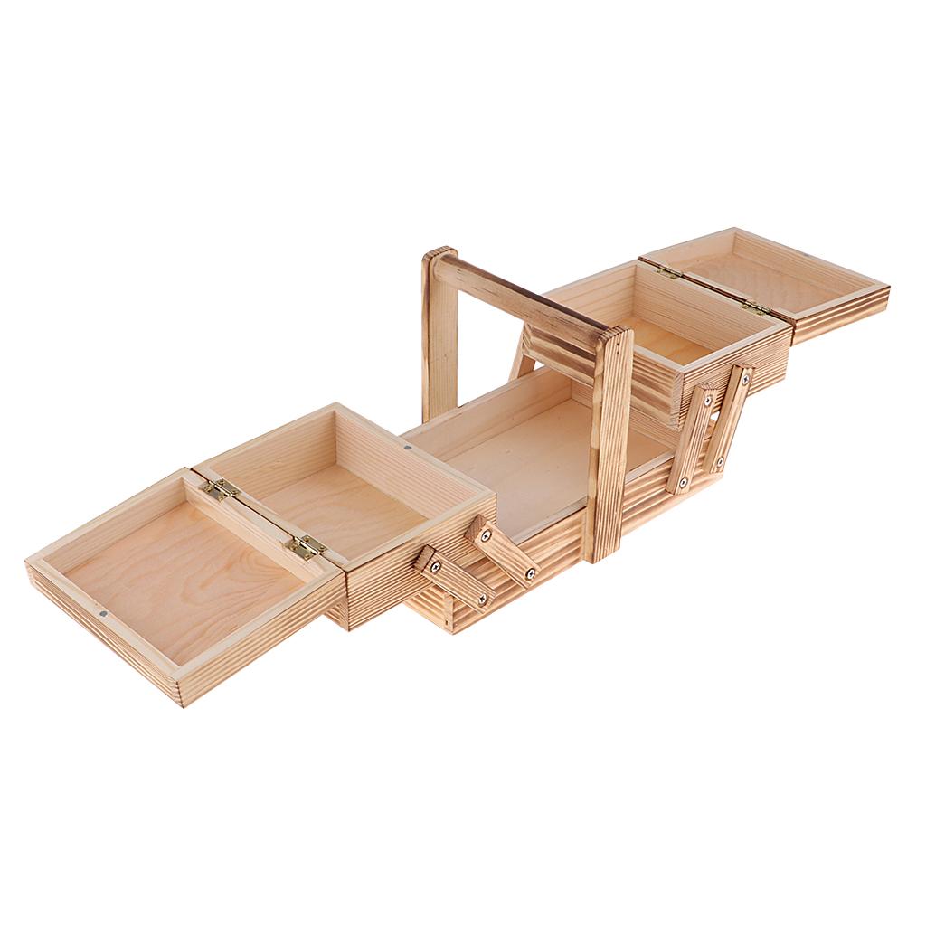 Expandable Wooden Sewing Organizer Multi Function Storage Chest for Sewing Materials and Knitting Accessories