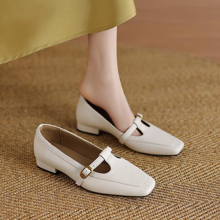 

Single shoes women s spring and autumn square head low heel thick heel medium heel green beige Mary Jane shoes 40 зелений