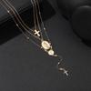 Retro Cross Pendant Multi-Layer Necklace: Niche Clavicle Chain for Women.