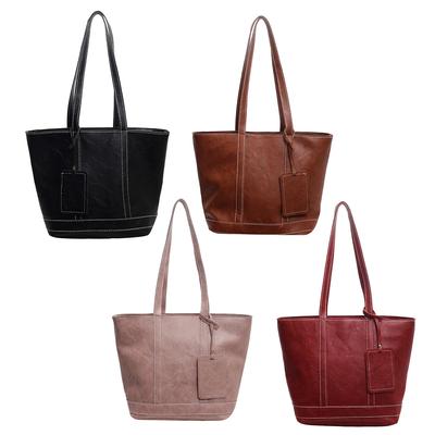 Women PU Casual Tote Handbag Large Capacity Travel Tote Bag Solid Color Stylish Shoulder Purse Zipper Closure Chic Hobo Bag