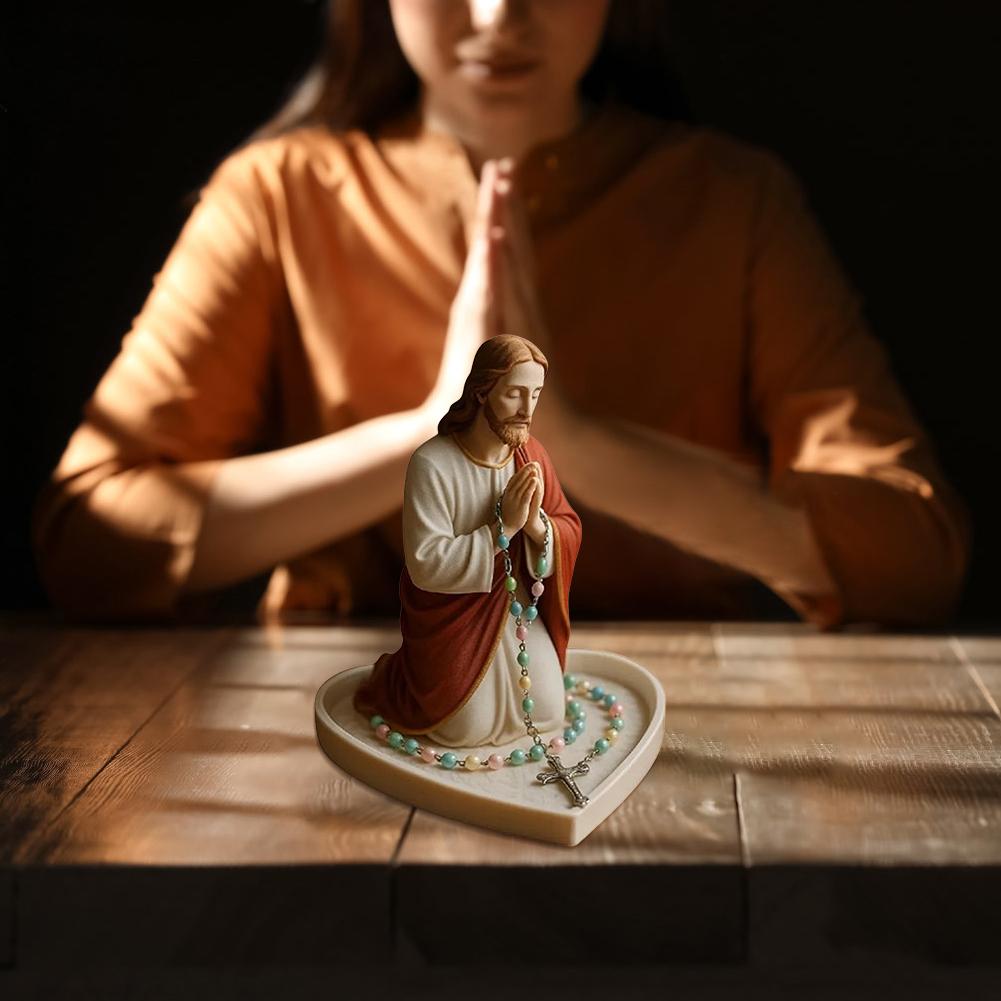 Virgin Mary Rosary Holder Statue Resin Elegant Our Lady Prayer Rosary Box Blessed Mother Statue Catholic Home Decor