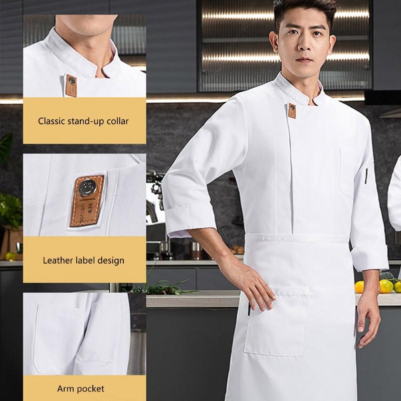 Starkes Koch-Arbeitshemd Hitzebeständiges Polyester Bau Praktische Aufbewahrungstaschen Für Professionellen Gastronomischen Gebrauch