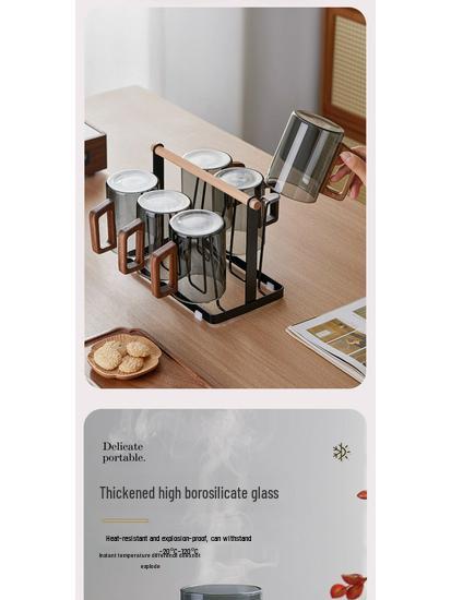 High-End Glass Tea & Water Cup Set with Handle - Luxurious Drinkware for Home and Office