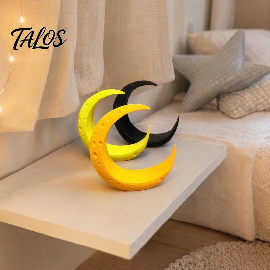Durable Moon Figurine 3D Printed Ornament, Crescent with Realistic Lunar Surface, Miniature Scene Decor Decoration Accessory for Diorama Figurines,