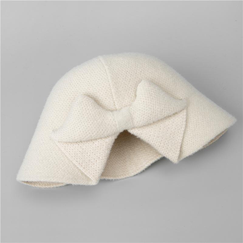 Simple Bow Temperament Bucket Hat Women's Autumn and Winter Casual Versatile Washbasin Hat New Hat