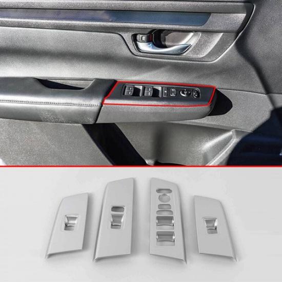 For Honda CR-V 2023-2024 Silver Matt Window Lock Lift Panel Frame Cover Trim 4pc