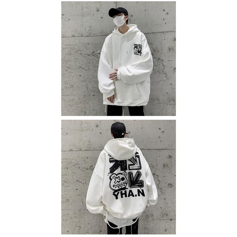 Men's Oversized Graphic Hoodie Hip Hop Style Long Sleeve Pullover Sweatshirt