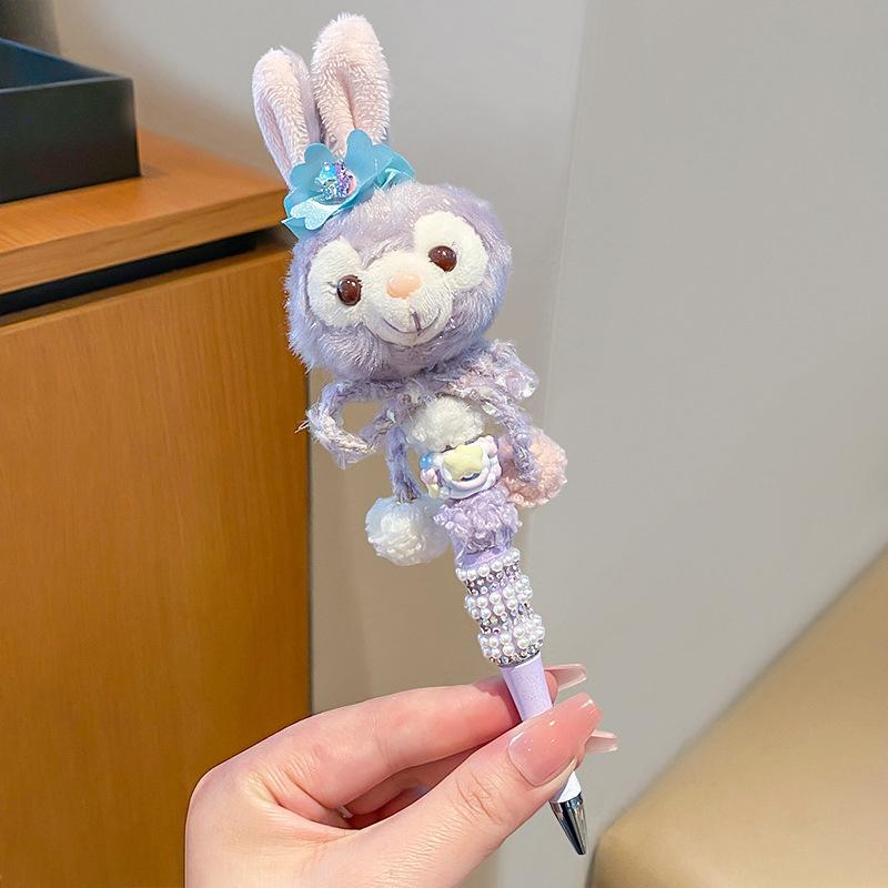 Kawaii Cartoon Pen Cute Bead String Pen  Flash Diamond Rotating Neutral Pen Writing Smooth Ballpoint Pen Birthday Gift