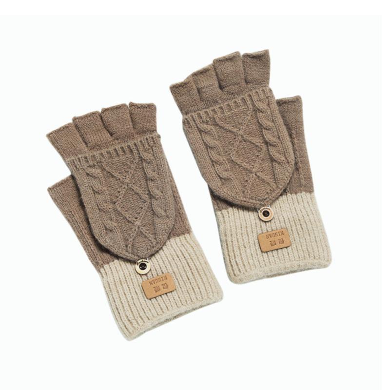 

Жіночі рукавички без пальців, вітрозахисні, з відкидною верхньою частиною, теплі, зручні, м які снігові рукавиці, дорослі в язані рукавички