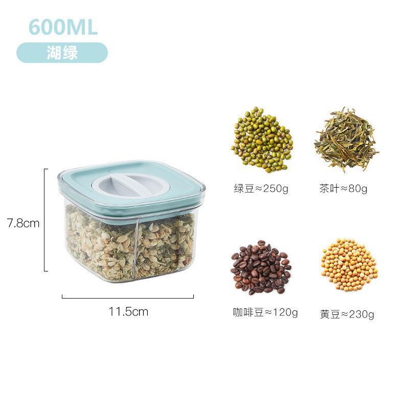 New Knob Sealing Tank Kitchen Transparent Dried Fruit Food Storage Tank Grain Storage Tank Square Sealing Box