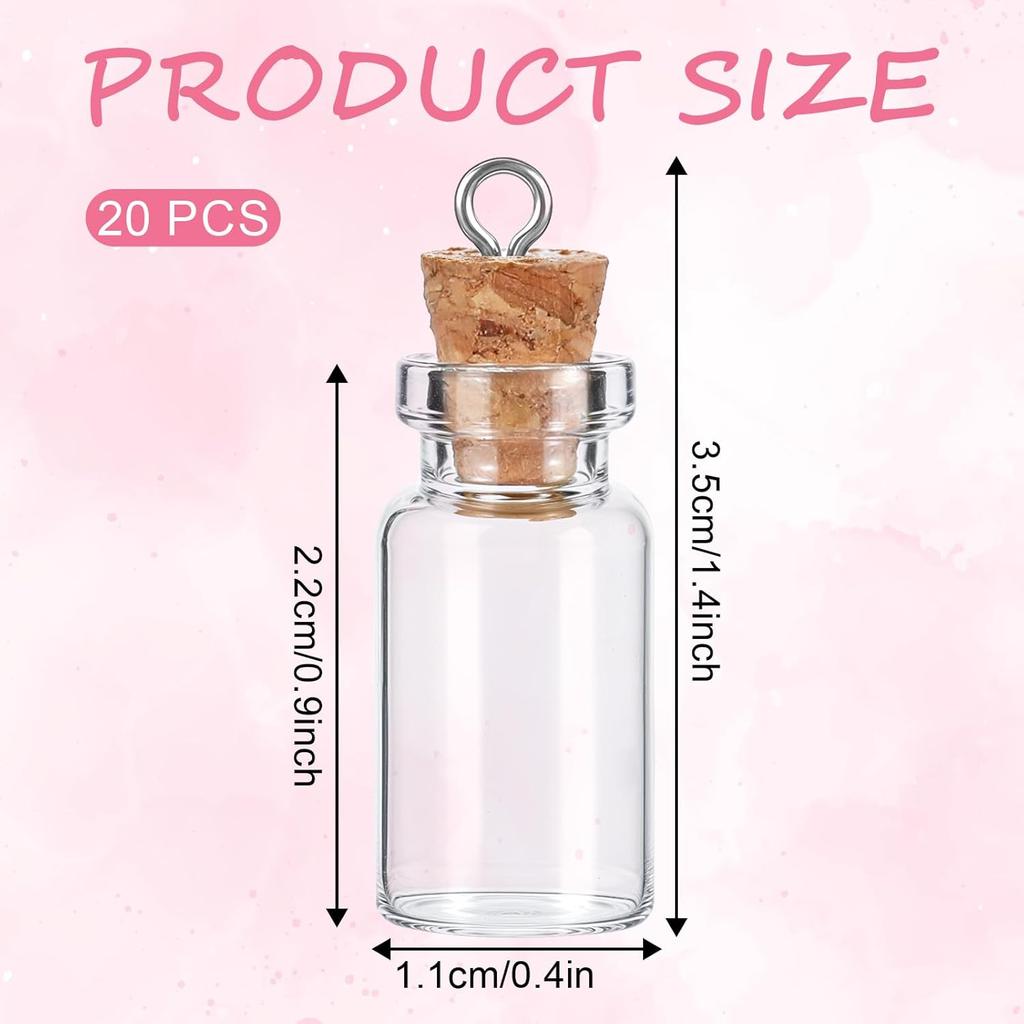20Pcs Small Glass Bottles with Cork 1ml Empty Spell Jars Mini Potion Bottles Tiny ing Container for DIY Crafts Wedding Chrismas Decoration