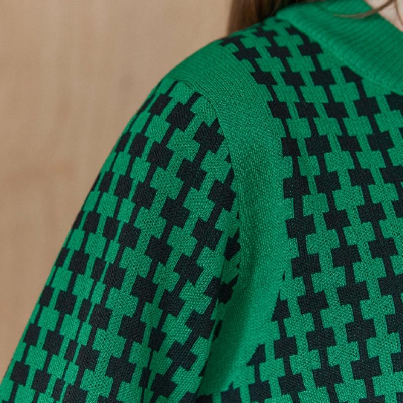 Maxza Square Pattern Knit Zip Up Jumper Zc10qj006on