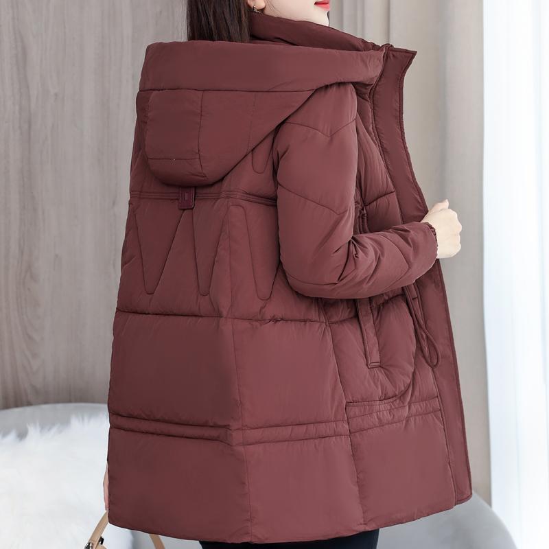 Mulher Longo Parkas Inverno Outerwears Elegante Senhora Jaqueta Com Capuz Casual Solto Grosso Quente Casacos