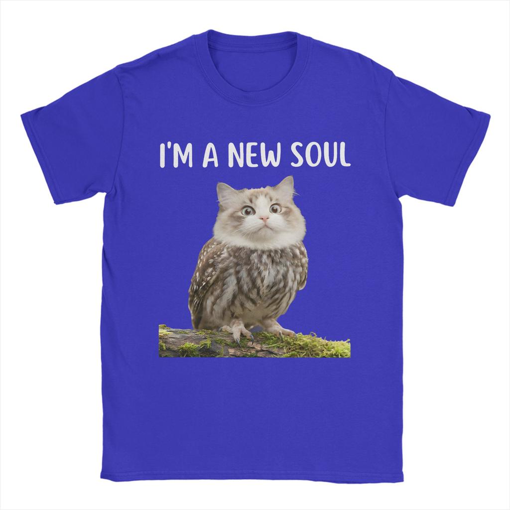 Vintage My Spirit Animal Funny Meowl TShirt for Men 100 Cotton T Shirts Cursed Cat Owl Brainrot Meme Short Sleeve Tees Clothes