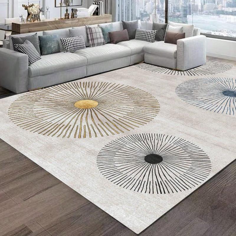 1pc Blue Ombre Graffiti Geometric Blocks Design Living Room Carpet Modern & Minimalist Floor Mat Mat For Bedroom Decor