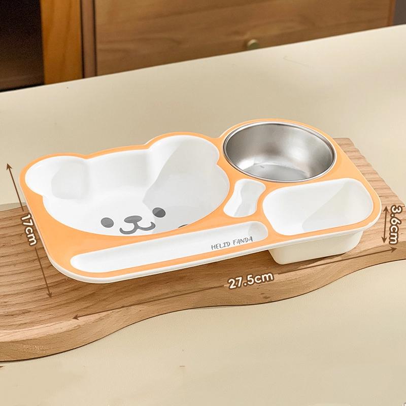 Reusable Dinning Plate Fruit Salad Plate 3 Compartment Cartoon Plastic Food Plate With Soup Bowl For Kid Student Microwave Safe