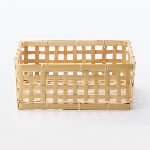 MUJI Bamboo Woven Basket, Natural, Approx. 21cm W X 30cm D X 12cm H, MDC77A2S