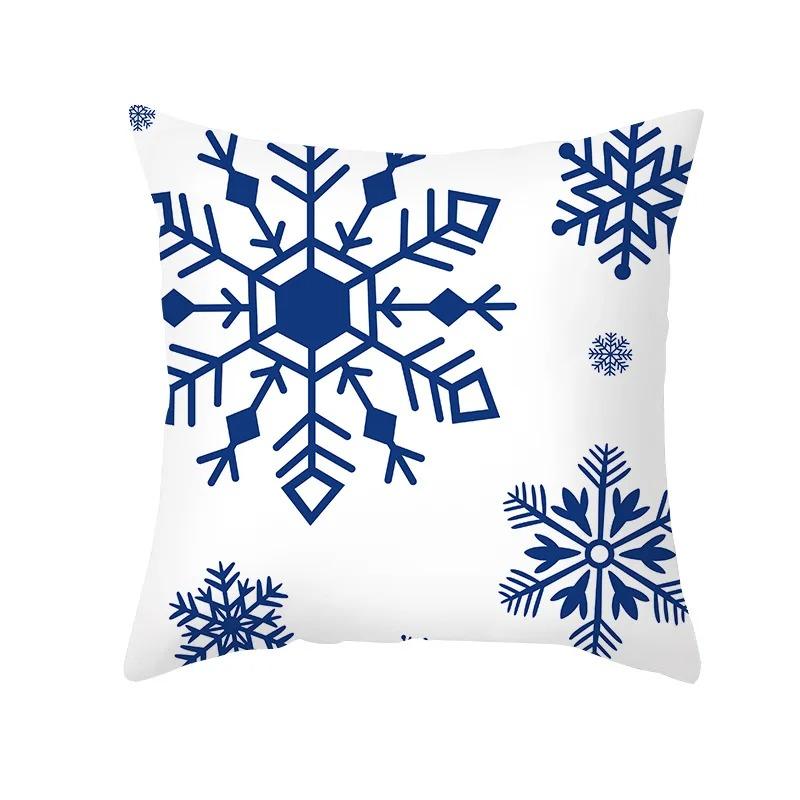 Christmas Pillow Blue Geometric Cushion Cover Modern Nordic Decor Ornament Gift New Year Decoration
