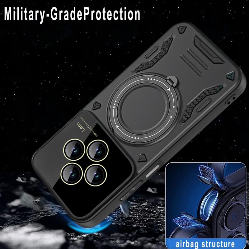 Magsafe Wireless Charge Magnetic Ring Armor Case For Xiaomi Redmi 14C 14 C Redmi14C Stand Holder Cover For Poco C75 C 75 PocoC75