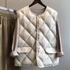 Autumn Winter Women's Quilted Cotton Vest Sleeveless O-neck Loose Padded Waistvest Single Breasted Casual Ultralight Portable Vest