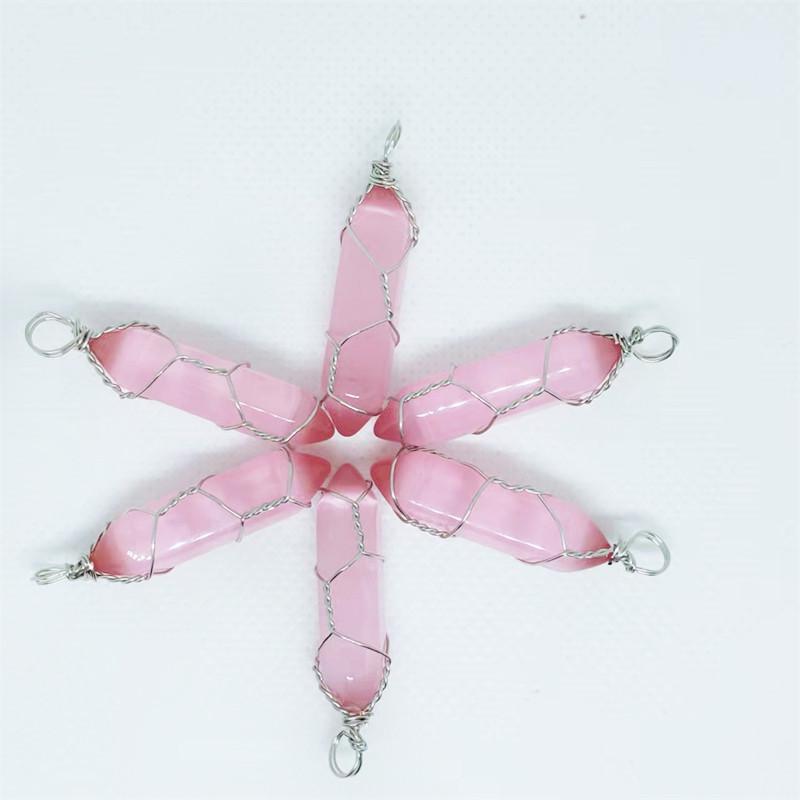Hexagonal Double-Ended Crystal Pendant DIY Jewelry Accessory