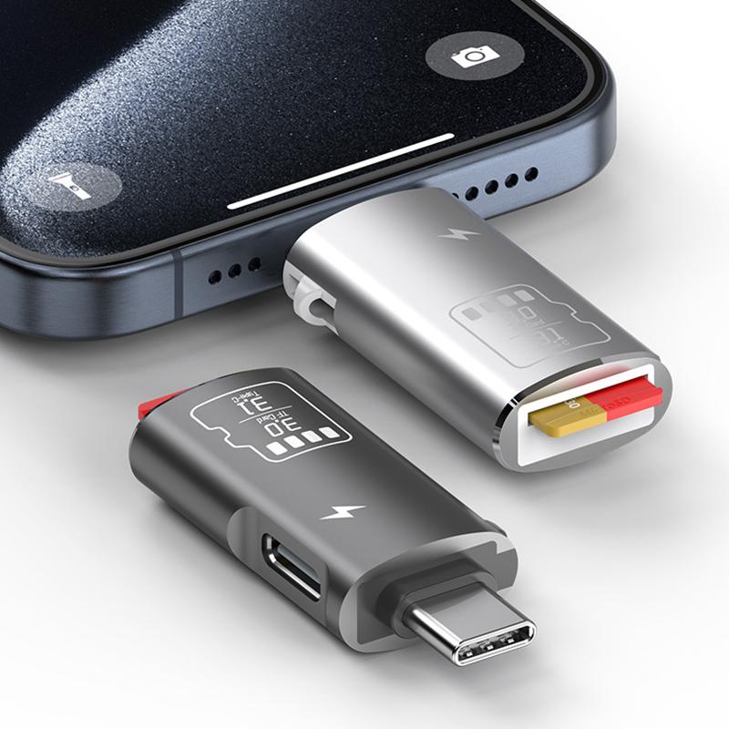 Type C High Speed Micro SD TF Memory Card Reader for iPhone 15 Huawei Mobile Phone PD Charging Dongle Charger Cable Adapter