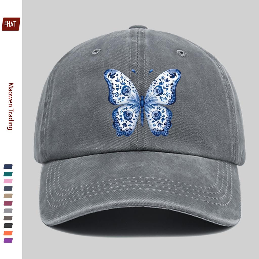 pc Blue Butterfly Print Baseball Cap Casual Design Sun Hat Comfortable Lightweight Papa Hat Truck Driver Sun Hat Adjustable