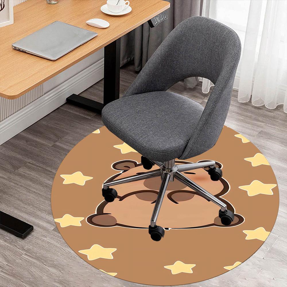 1PC Capybara Stars Cute Round Chair mat Area Rug - Non-Slip, Floor Mat for Office, Bedroom, home decor Christmas Gift c0528118