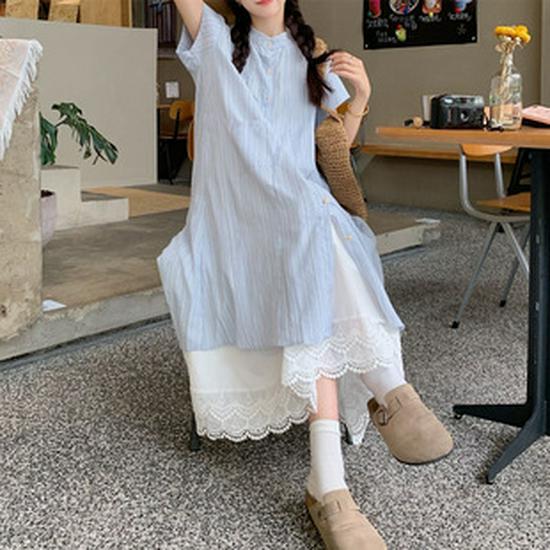 French Chic Faux Two-Piece Dress – Women's Spring 2026 Elegant Slimming Long Skirt