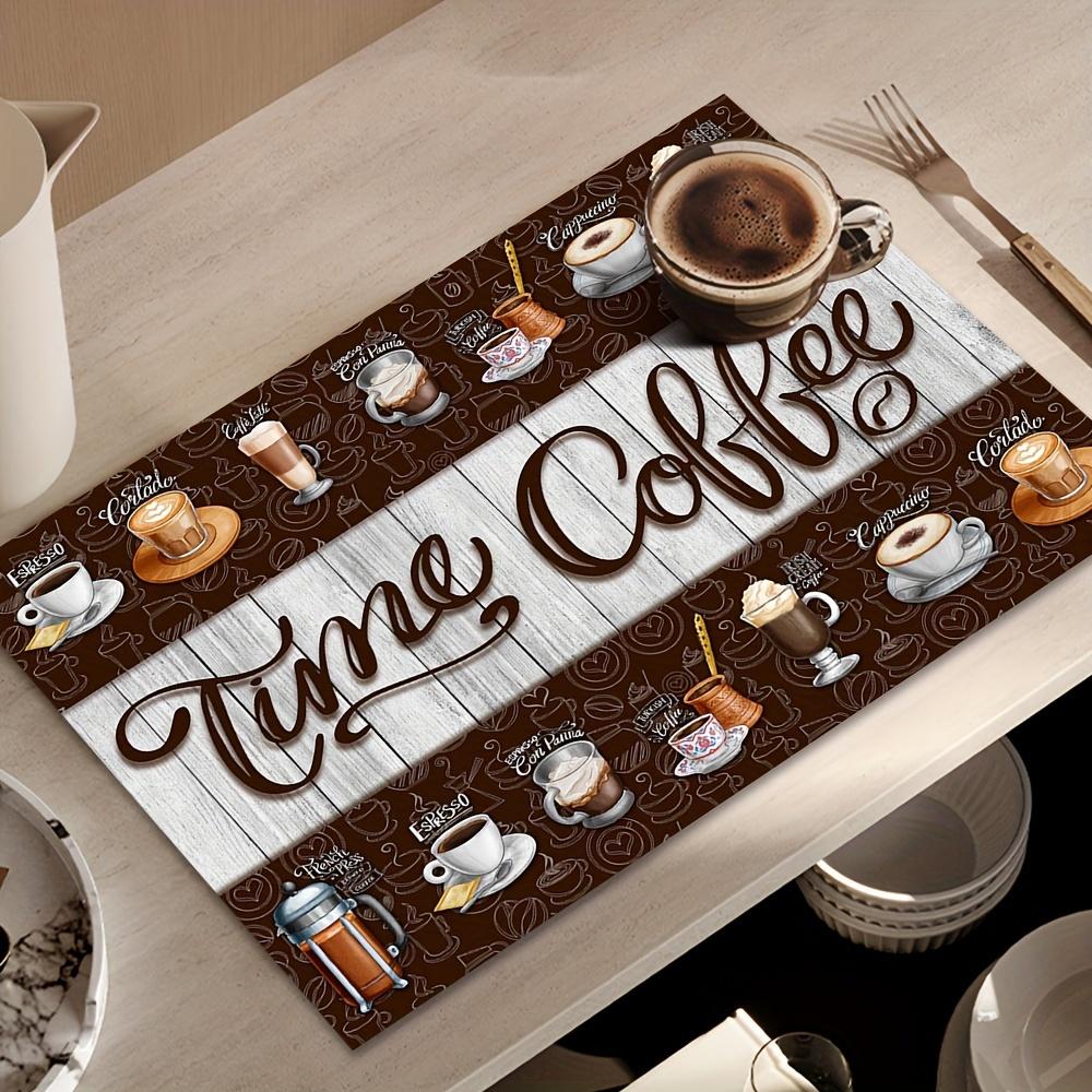 Vintage Espresso-Themed Absorbent Drying Mat - Non-Slip, Easy-Clean Polyester for Coffee Bars & Kitchen Decor, 1pc