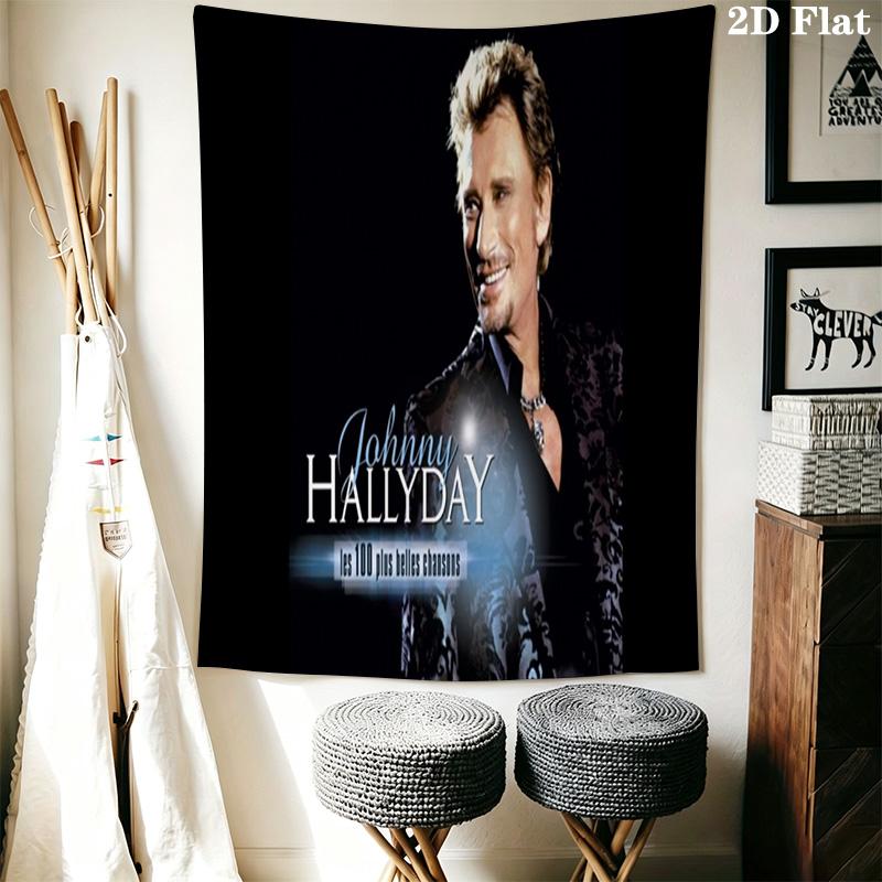 Johnny Hallyday Best Live Performances Tapestry Wallmounted Fashion Print Home Decor Background Wall Hanging Cloth Christmas Gift