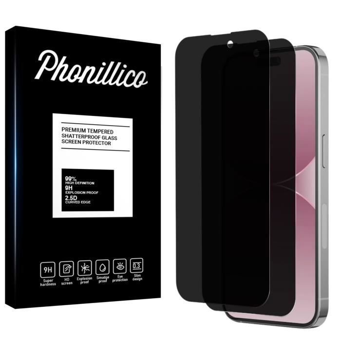 Schutzfolie - Phonillico - iPhone 15 PRO - 2er-Pack - Anti-Spionage - Kratzfest