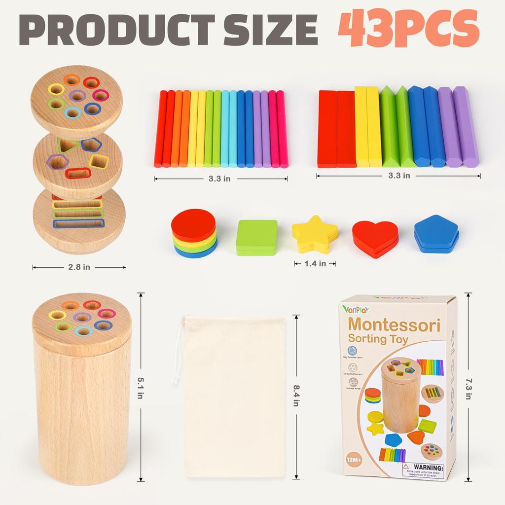 Montessori Dřevěné Stavební Kostky pro Miminka, Dárek k 1. Narozeninám, Trénink Prstů, Kategorie Barev, Chlapci, Dívky, Batolata, Dvouleté Děti, Pořadí Dárků