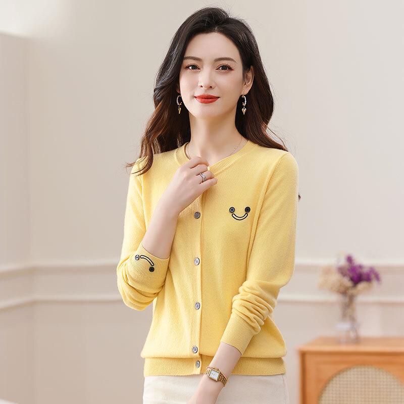 Caiyang Women's 100% Wool Loose Cardigan