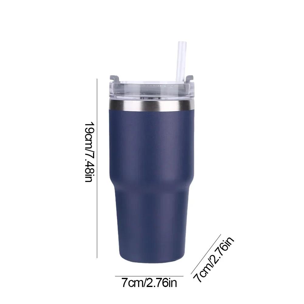 20oz Edelstahl Thermosflasche Kaffeebecher Auto Thermoskanne mit Stroh Wasserflasche Thermobecher Reise Vakuum