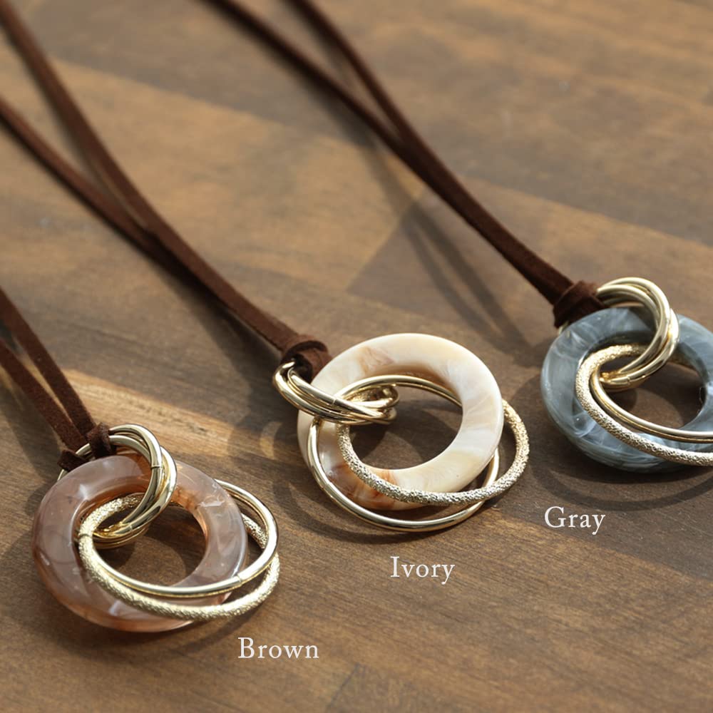 JewelVOX Halsband för Mocka Natursten Vuxen Långt Halsband [ Smyckeskrin ] Kvinnor, Långt, Enkelt, Snöre, Stil, Snyggt, Populärt, (Brun)