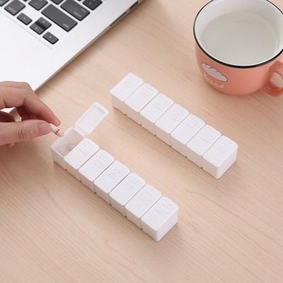 Mini Bunker Container Compact Independent Cover 7 Grids Rectangular Tablets Splitter Case Household Products
