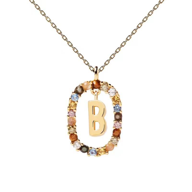 European & American Spanish Zircon Alphabet Necklace - Stylish Clavicle Chain Pendant