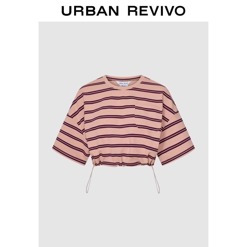 

UR Women s Casual Striped Drawstring Cropped T-Shirt M