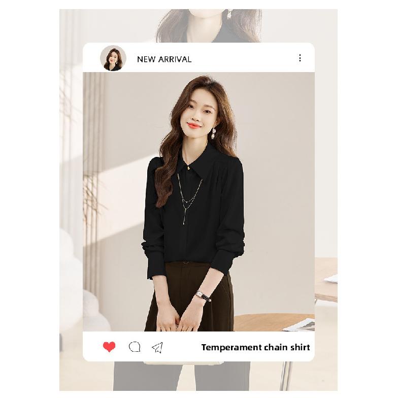 2026 Spring and Autumn New Women's Casual Solid Color Simple Long Sleeve Shirt Top