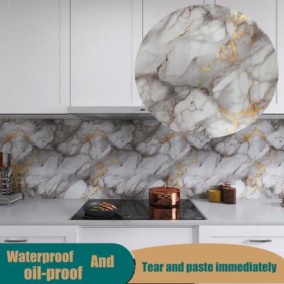 Imitation Ceramic Tile Imitation Marble Sanitary Kitchen Wall Decoration Waterproof and Moisture-proof Self Adhesive Stickers