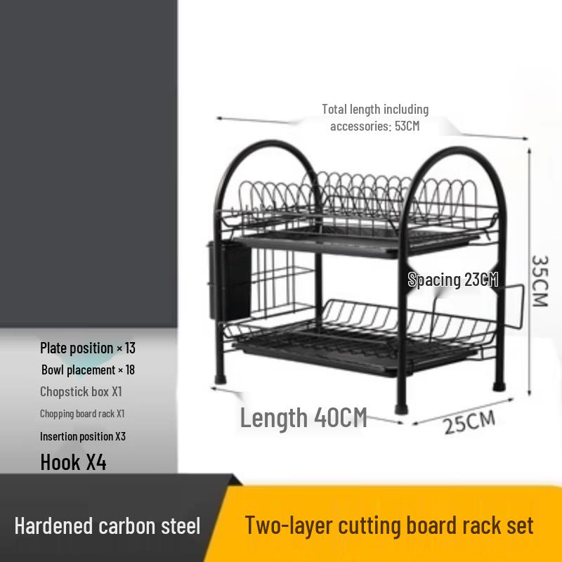 U-shaped Double-Layer Dish Drying Rack with Cup Holders