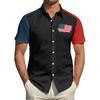 Top da Uomo Stampato per il Giorno dell'Indipendenza con Colletto Camicia Casual Sportiva a Maniche Corte da Uomo