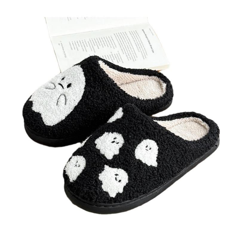 Little Ghost Cotton Slippers Women's Autumn and Winter New Cute Home Thick Bottom Plush Warm Cotton Drag Men's